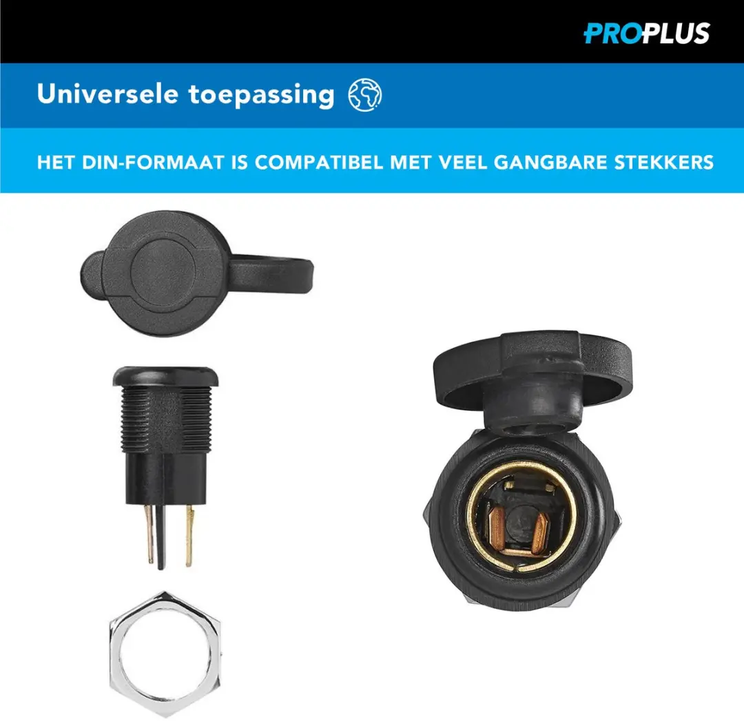 ProPlus P-450404S DIN Inbouwstopcontact 12V/24V - Zwart - afbeelding 4 van 4