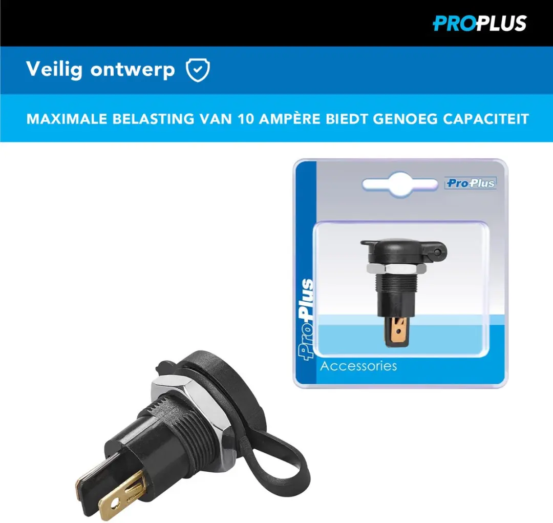 ProPlus P-450404S DIN Inbouwstopcontact 12V/24V - Zwart - afbeelding 2 van 4