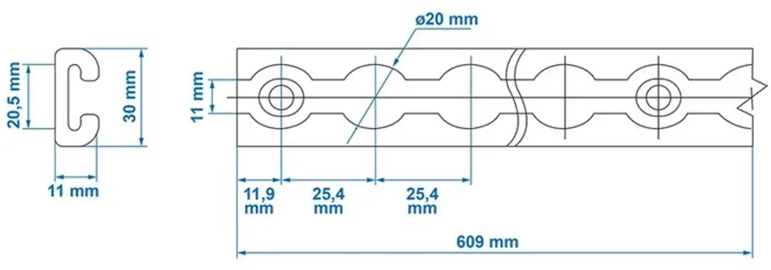 ProPlus Aluminium Sjorrail 60cm - 4 Studfittingen - afbeelding 5 van 6