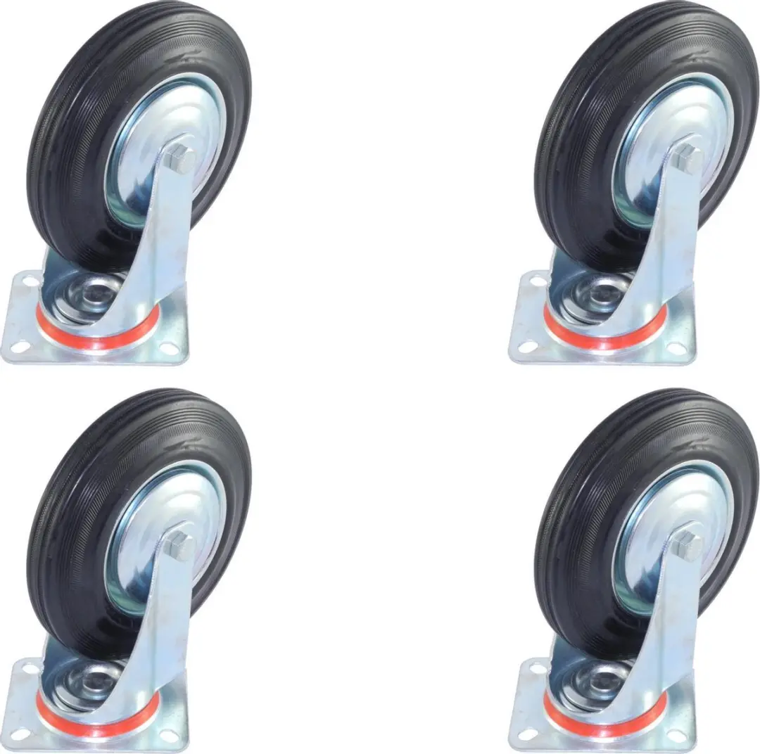 Set van 4 Zwenkwielen Transportwielen zonder Rem 200mm