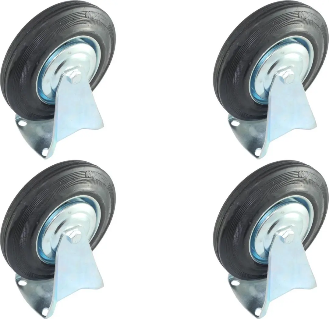 Set van 4 Bokwielen Transportwielen 200mm