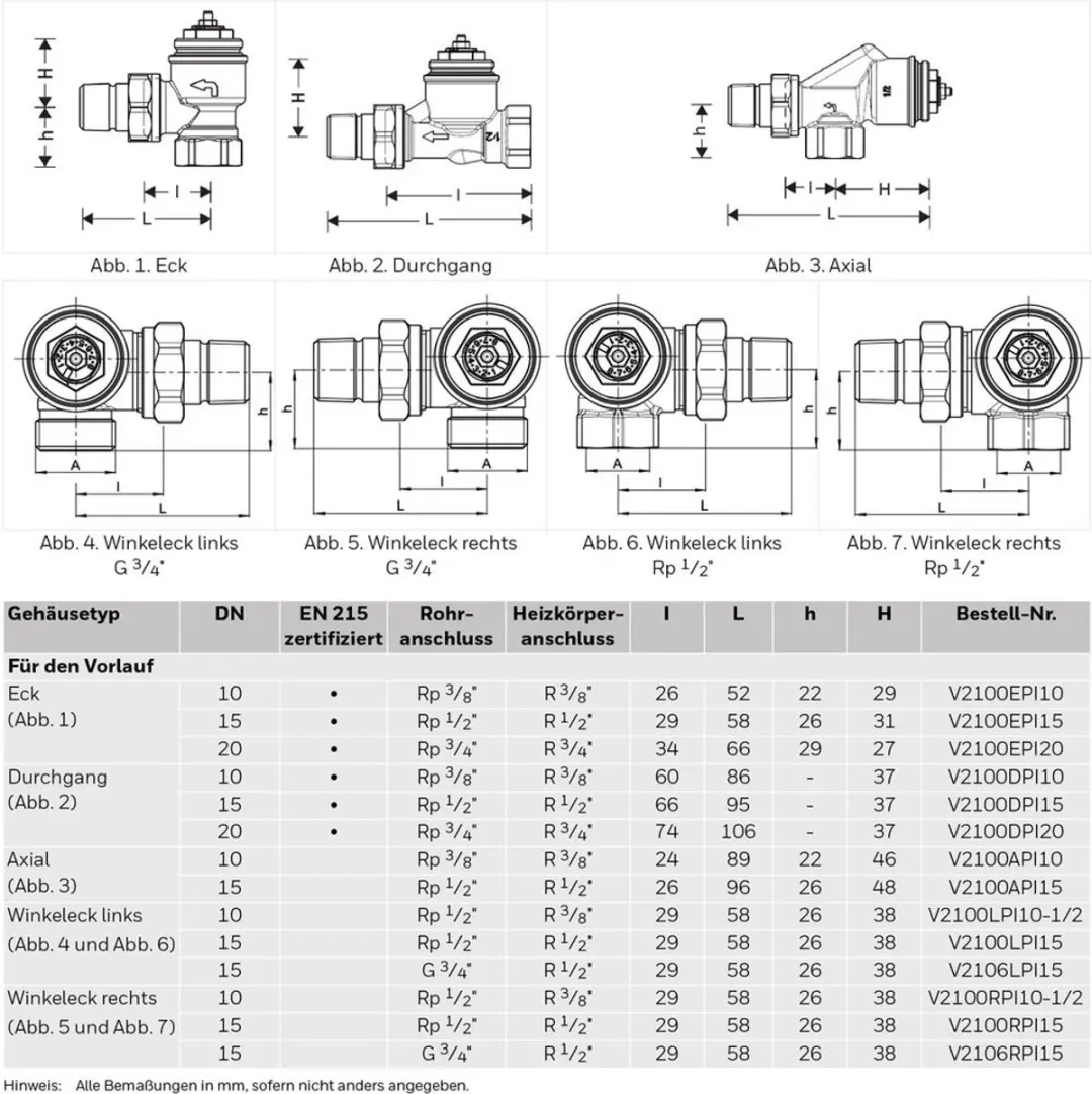 Honeywell Kombi-TRV thermostatische radiatorafsluiter drukonafhankelijk recht 3/