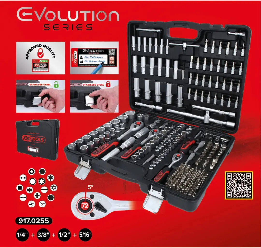 KS Tools 917.0255 Dopsleutelset 1/4, 3/8, 1/2 - afbeelding 4 van 6