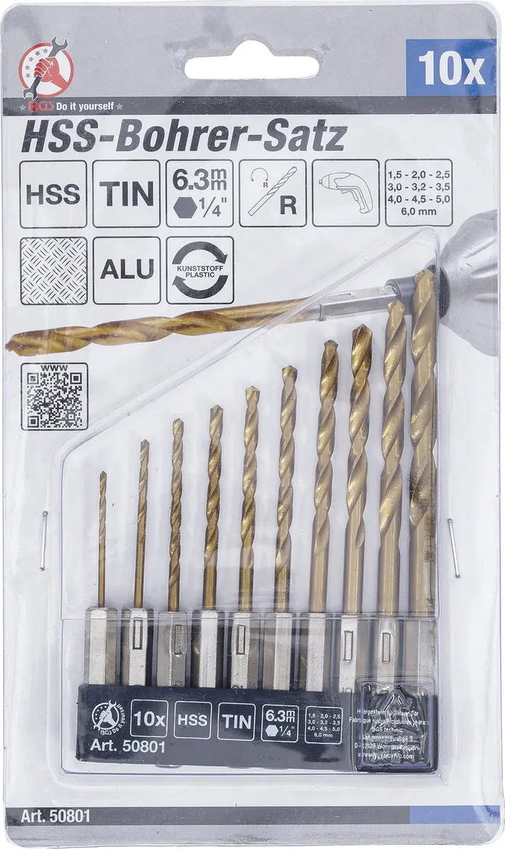 BGS technic HSS-borenset titanium gecoat 1,5-6 mm