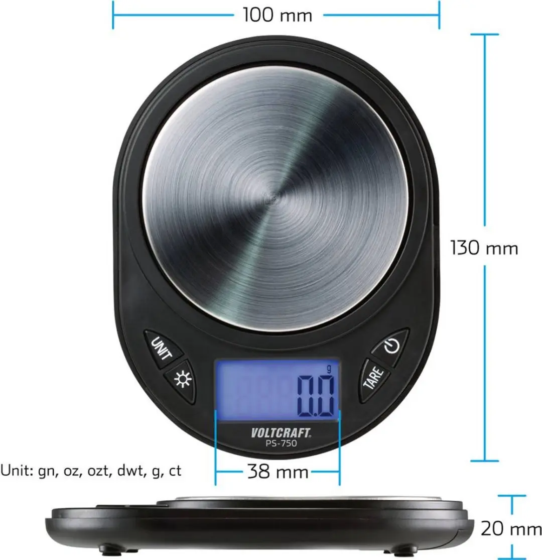 Voltcraft PS-750 Precisieweegschaal - 750g - 0.1g - afbeelding 4 van 6