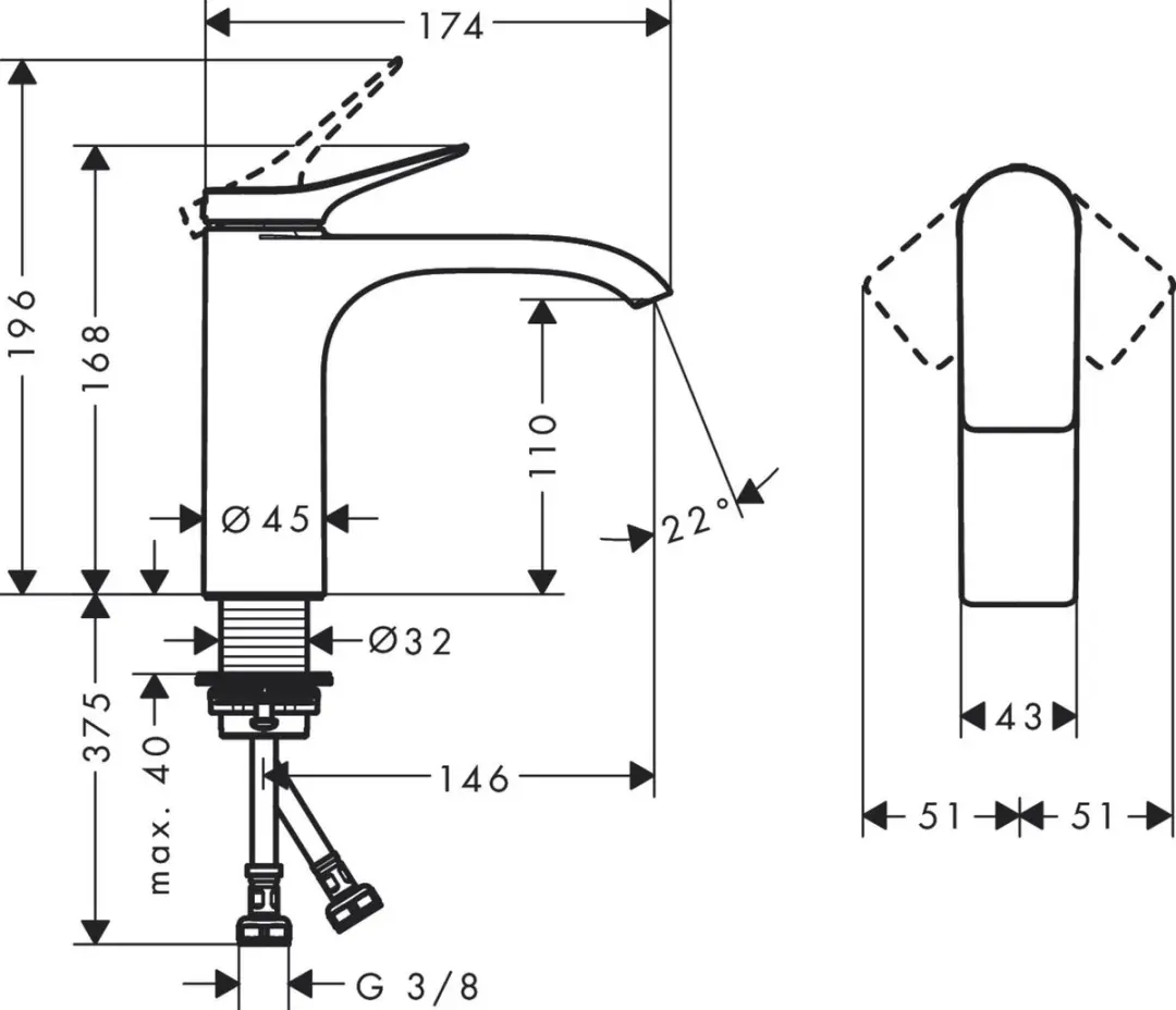 Hansgrohe Vivenis Wastafelmengkraan – Zwart Mat – Opbouw – Messing – Waterbesparend – 5 Jaar Garantie - Stijlvol - Duurzaam - Fluisterstil. De perfecte upgrade voor jouw wastafel. - afbeelding 2 van 5