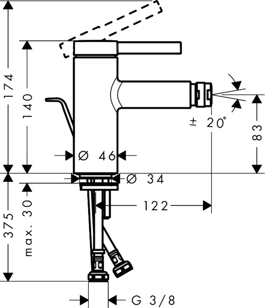 Hansgrohe Zesis S 74201000 Bidetmengkraan - Chroom - afbeelding 2 van 5
