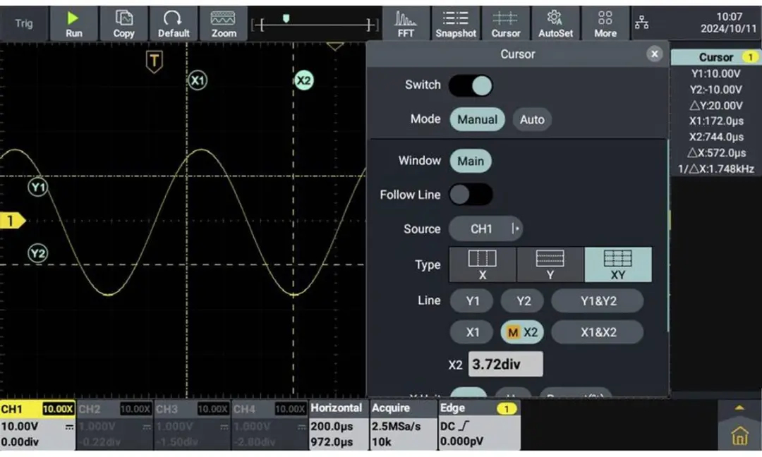 Voltcraft DOV1004 Digitale Oscilloscoop 100 MHz - 4-kanaals - afbeelding 3 van 6