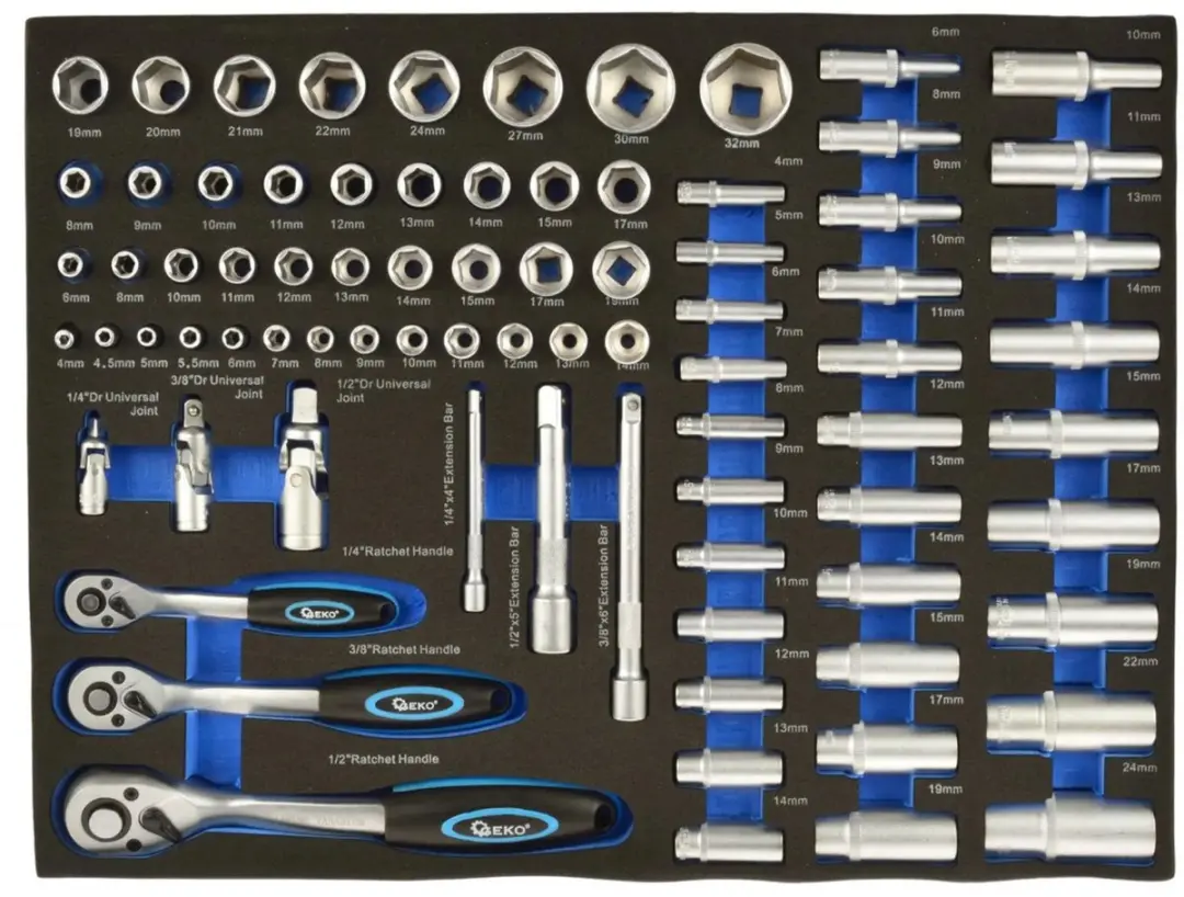 GEKO 80-delige doppenset - 1/4 en 1/2 inch - afbeelding 2 van 6
