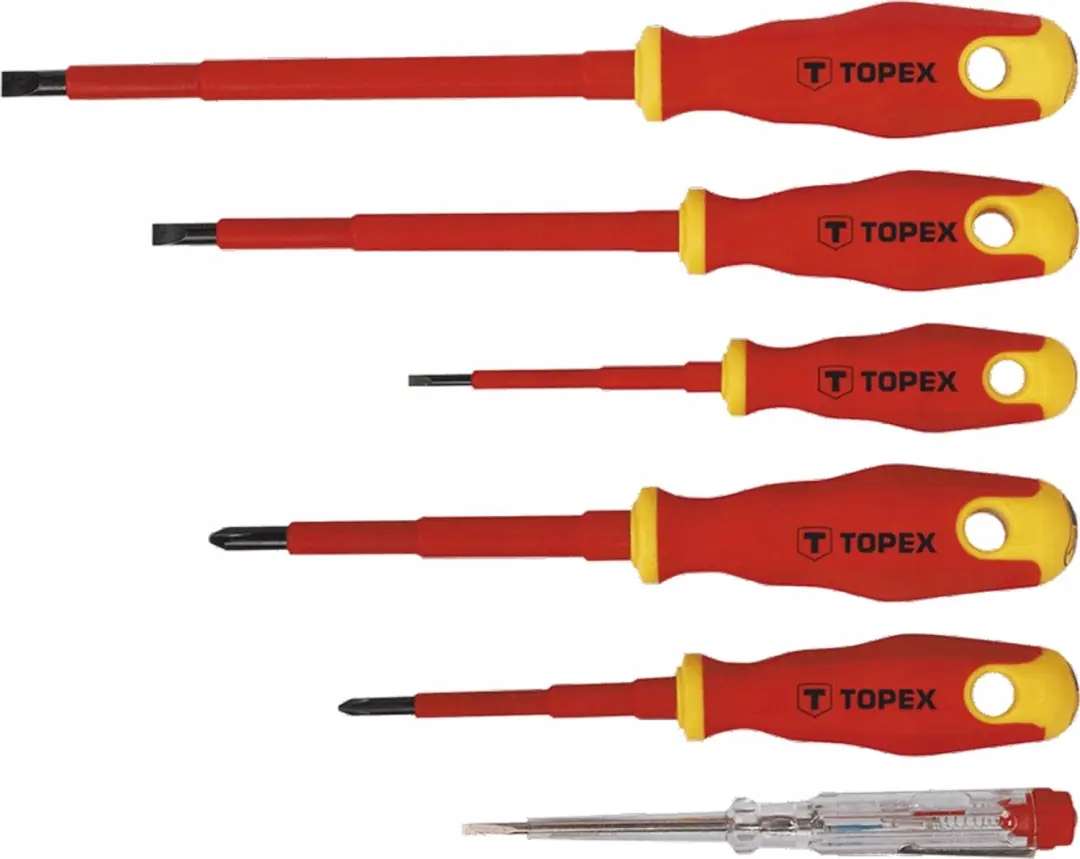 TOPEX 1000V Schroevendraaierset 6 Delig met Spanningstester
