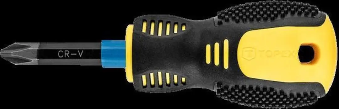 Topex Kruiskopschroevendraaier PH2 - 38mm - Zwart/Geel - afbeelding 2 van 3