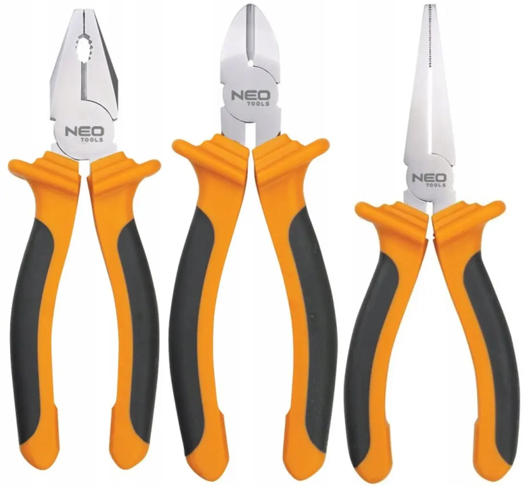 NEO TOOLS Tangenset 160mm: Combinatietang, Zijkniptang, Platte Tang