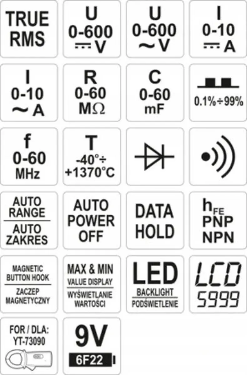Yato YT-73085 Multimeter - Automatisch Bereik - afbeelding 4 van 5