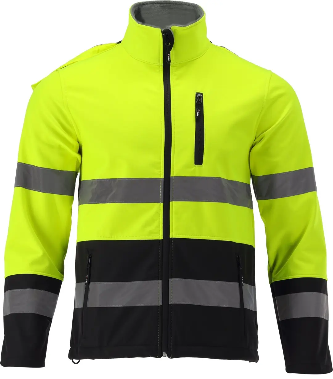 YATO ORIOLUS YT-79394 Softshell Werkjas High-Vis - Wind- en Waterafstotend Veiligheidsjack met Afneembare Capuchon & Reflectiestrips - Maat S - Klasse 2 RWS - Warm Gefleeced - Fluorescerend Geel/Zwart