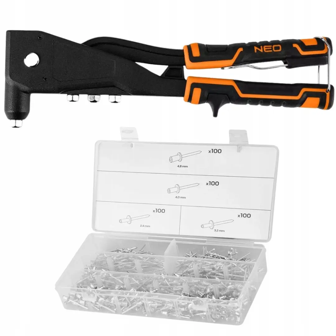 NEO Aluminium Nitpistool met 400 Aluminium Blindklinknagels