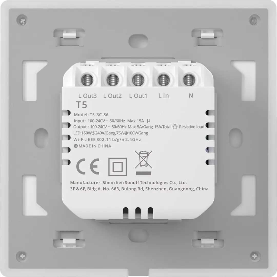Sonoff TX Ultimate T5-3C-86 Touch Wandschakelaar - 3-kanaals - afbeelding 3 van 6
