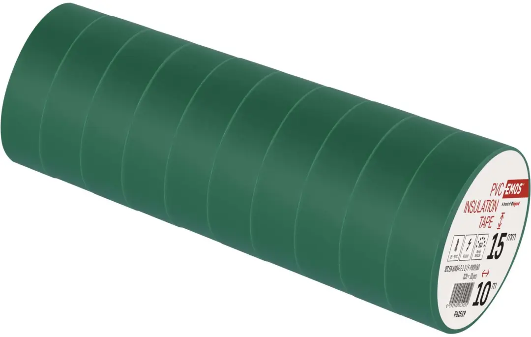 Emos PVC Isolatietape 15mm/10m - Groen - 10 stuks - afbeelding 2 van 6