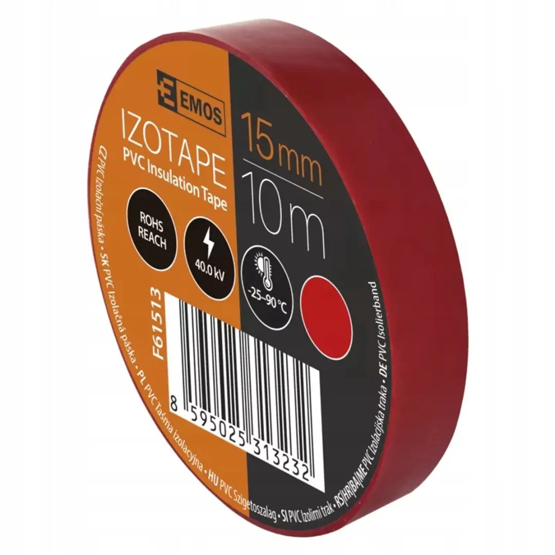 Emos PVC isolatietape 15mm x 10m rood - afbeelding 3 van 6