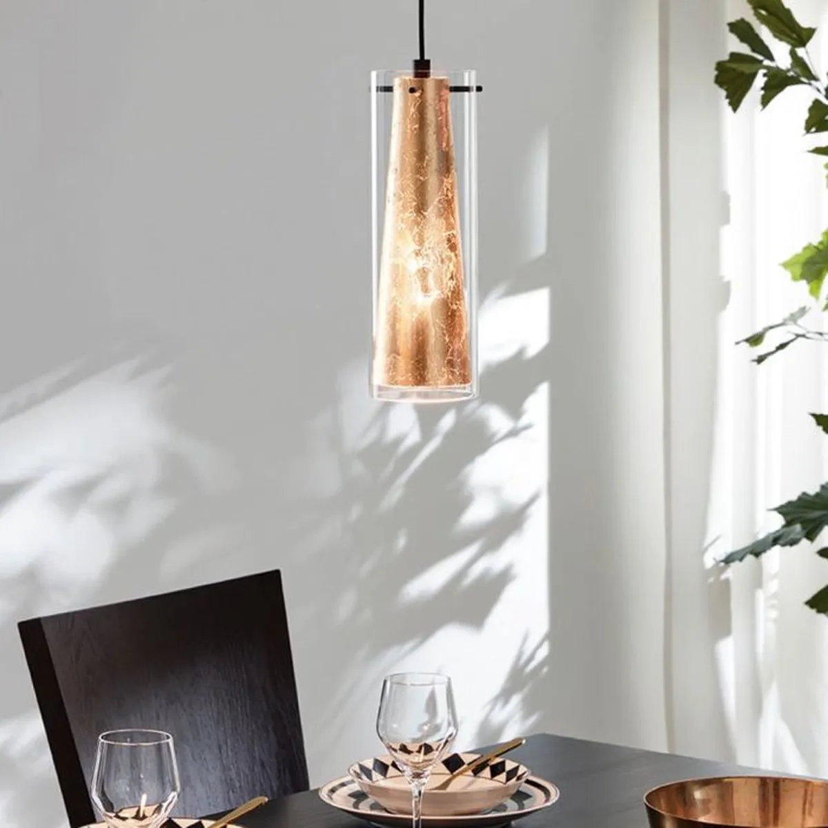 Eglo Pinto Gold Hanglamp E27 - 3 Lichthoorns - Ø18cm - Zwart/Goud - afbeelding 6 van 6