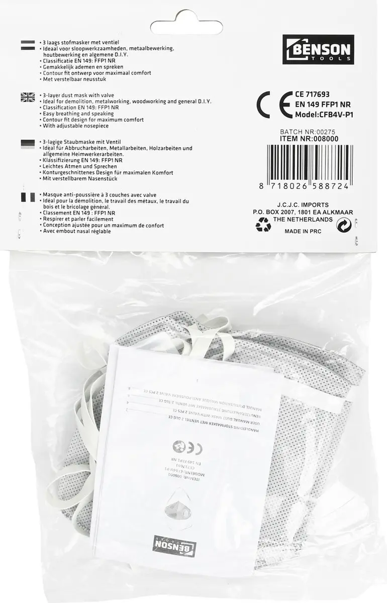 Benson Stofmasker met ventiel FFP2 - 2 stuks - afbeelding 4 van 6