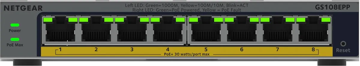 Netgear GS108EPP Unmanaged Switch 8 Poorten - 4x PoE 123W