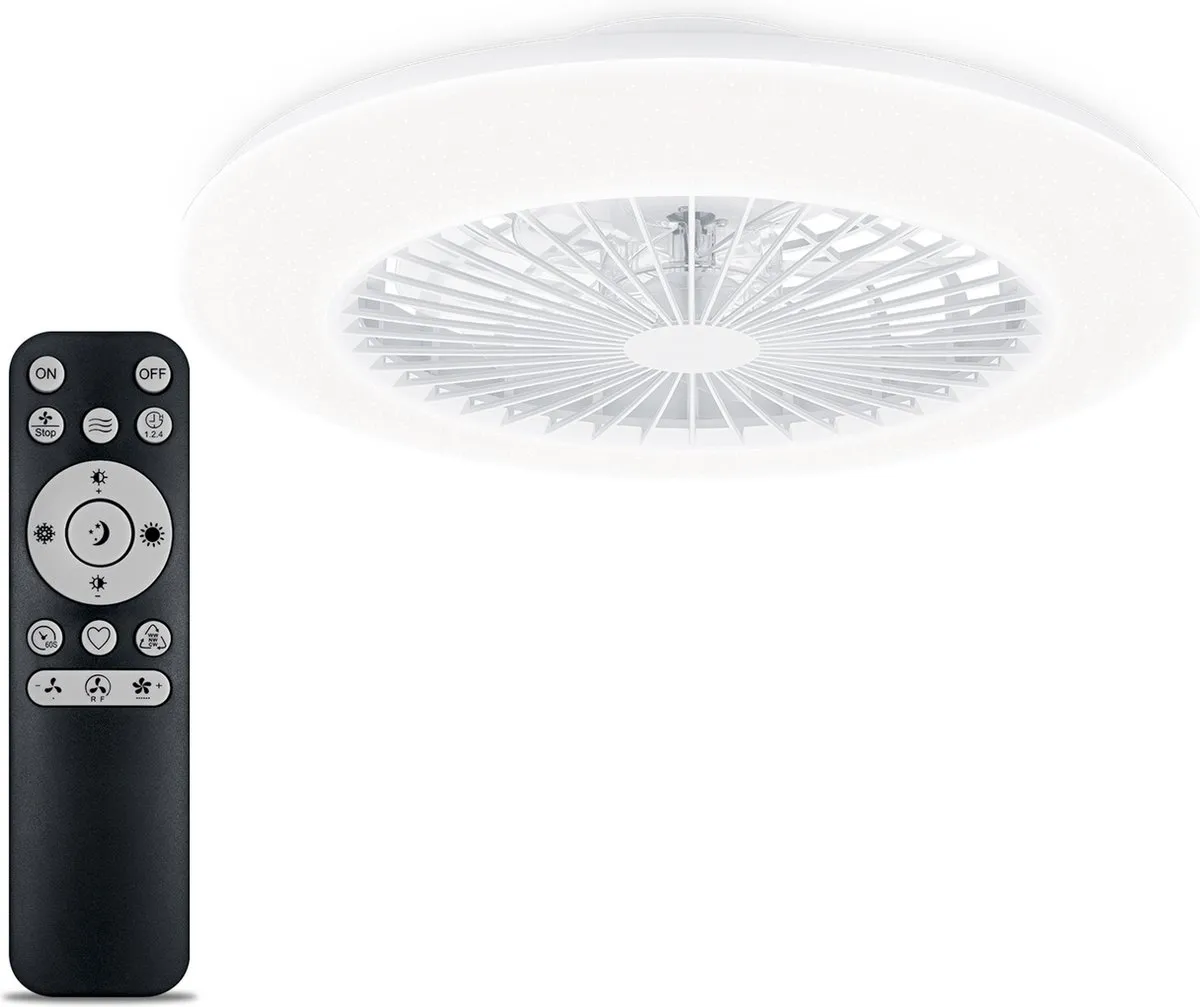 Philips Amigo Plafondventilator 48,5cm - Glitterwit - IR-Afstandsbediening