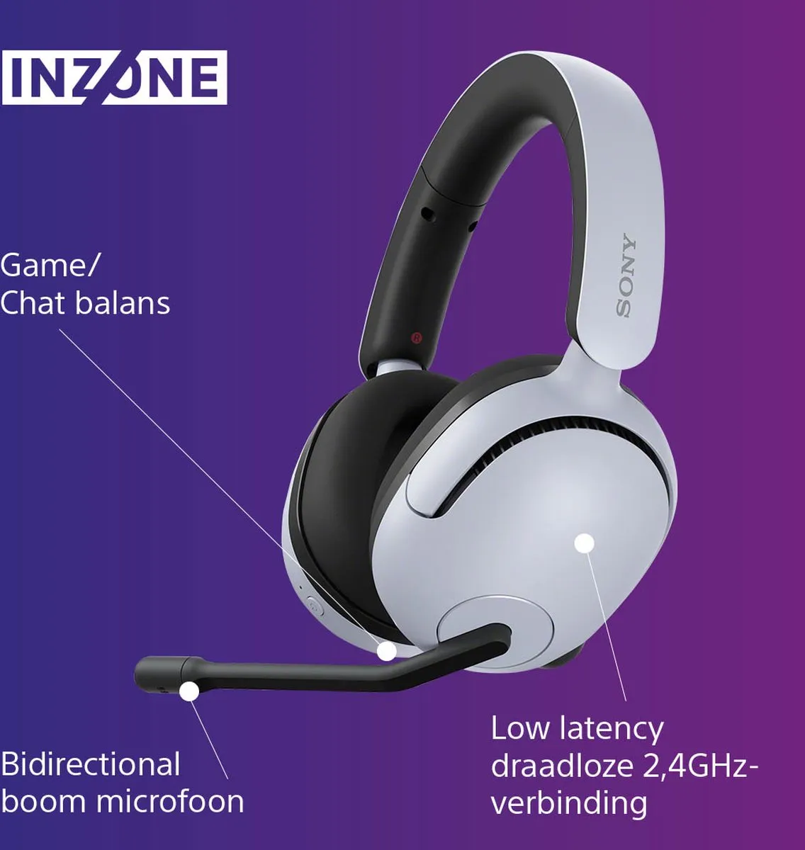 Sony INZONE H5 WHG500W.CE7 Draadloze Game Koptelefoon - Wit - afbeelding 6 van 6