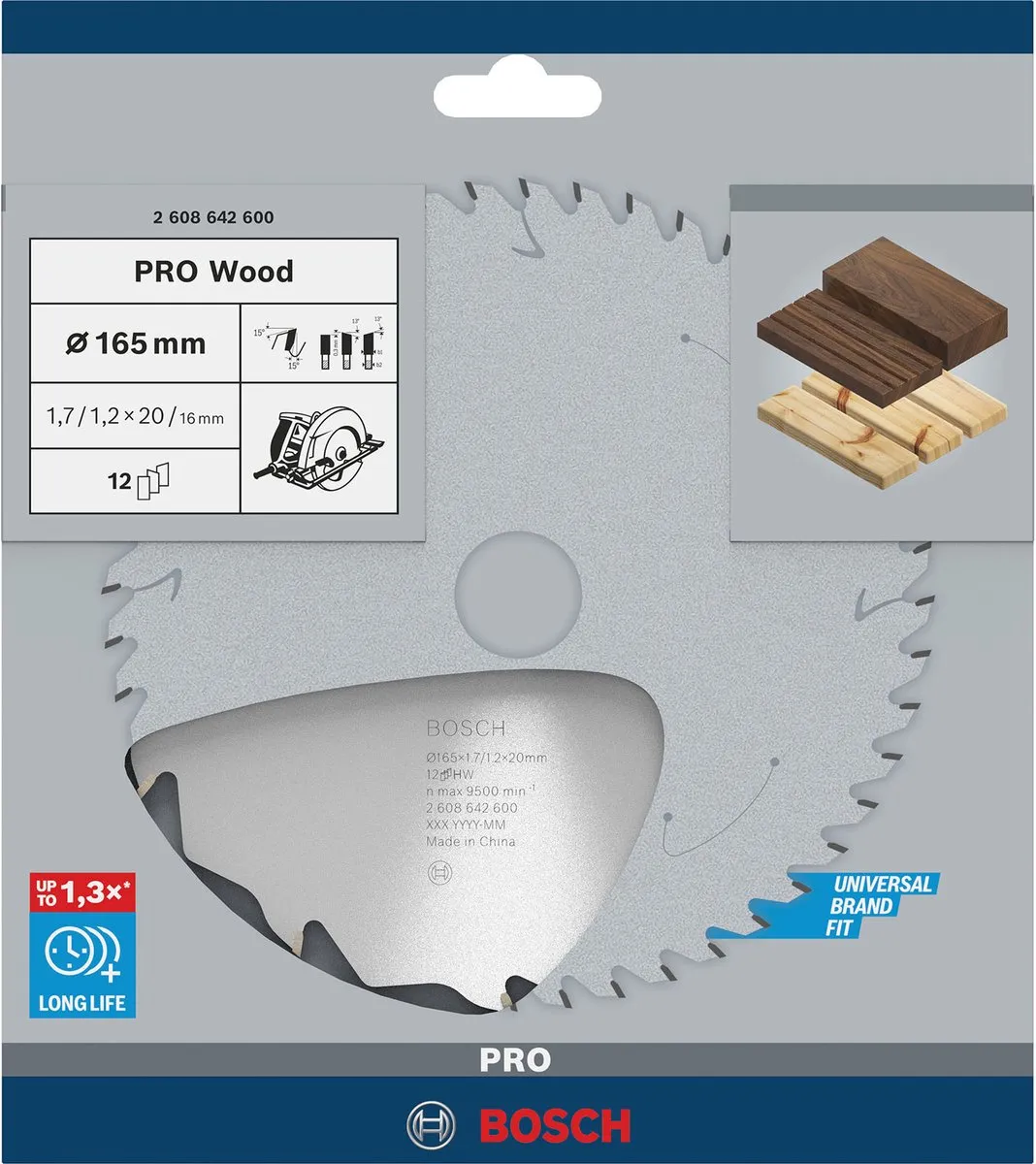 Bosch Professional CIRKZB STANDARD WOOD Speed 165x1.7x20x12T Zaagblad - afbeelding 2 van 6