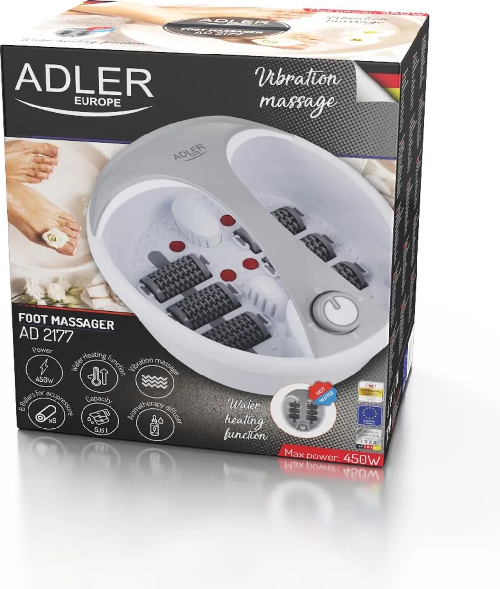 Adler AD 2177 Voetmassageapparaat - 450W - Grijs/Wit - afbeelding 5 van 6