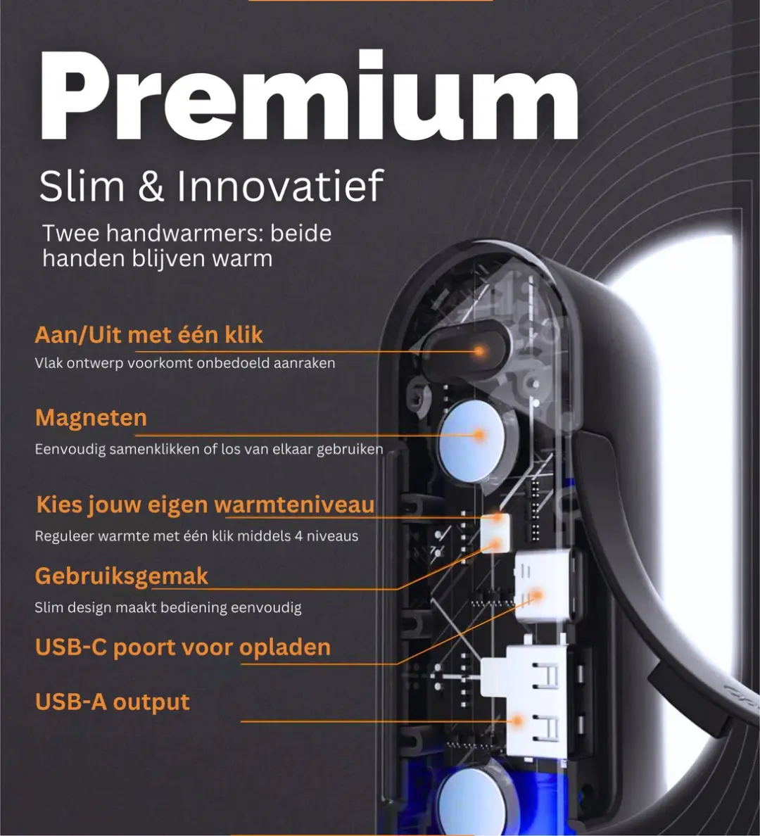 Ocoopa UT2s Handwarmer - 2 Stuks - 10000mAh - Zwart - afbeelding 2 van 6