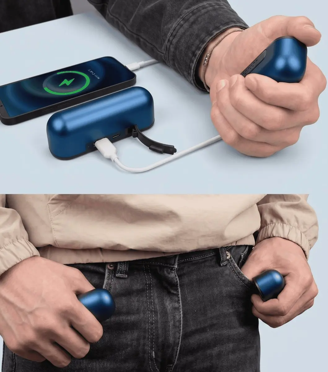 Ocoopa UT2s Oplaadbare Handwarmer - 2x 5000mAh - Blauw - afbeelding 3 van 6