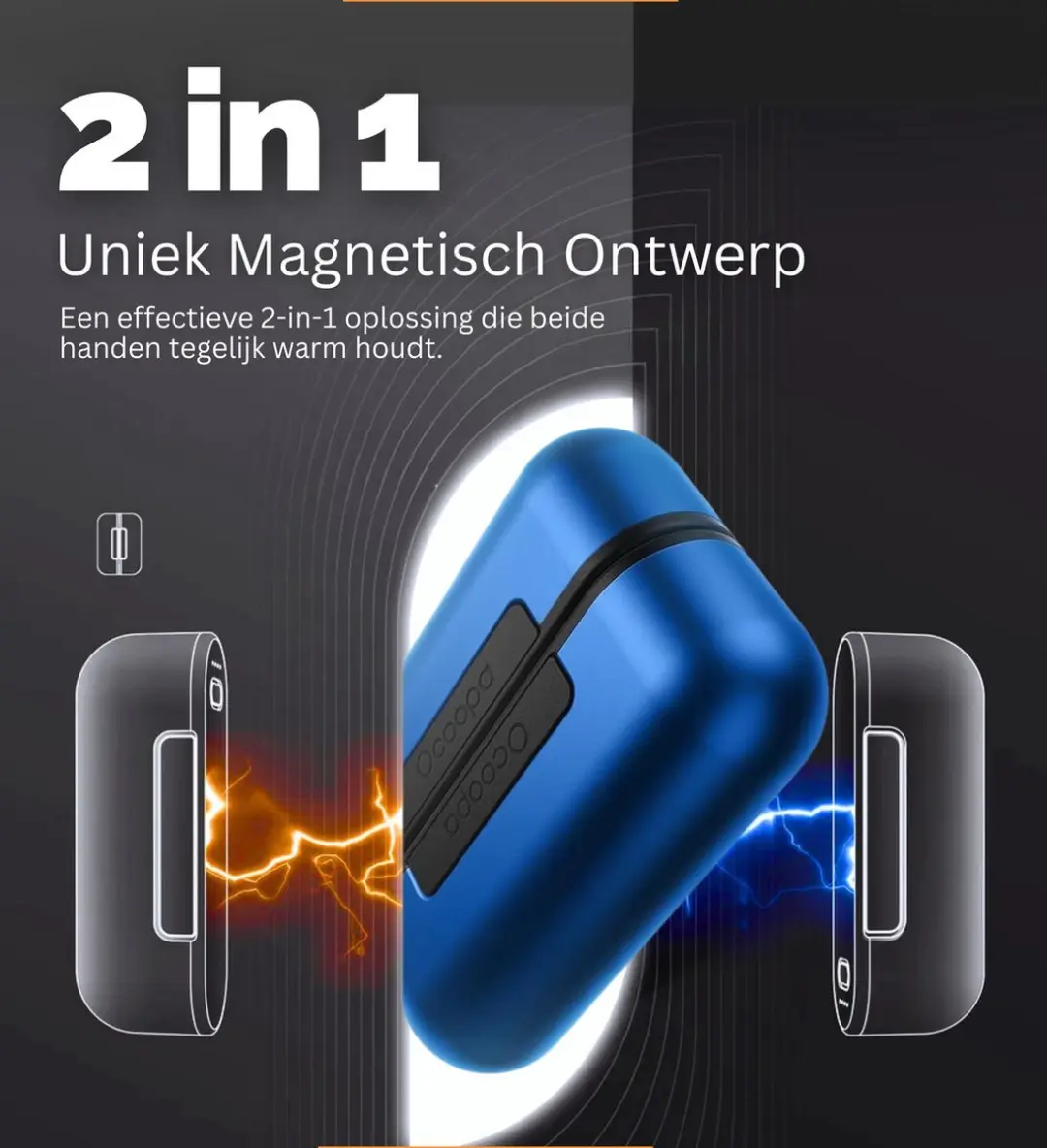 Ocoopa UT2s Oplaadbare Handwarmer - 2x 5000mAh - Blauw - afbeelding 4 van 6