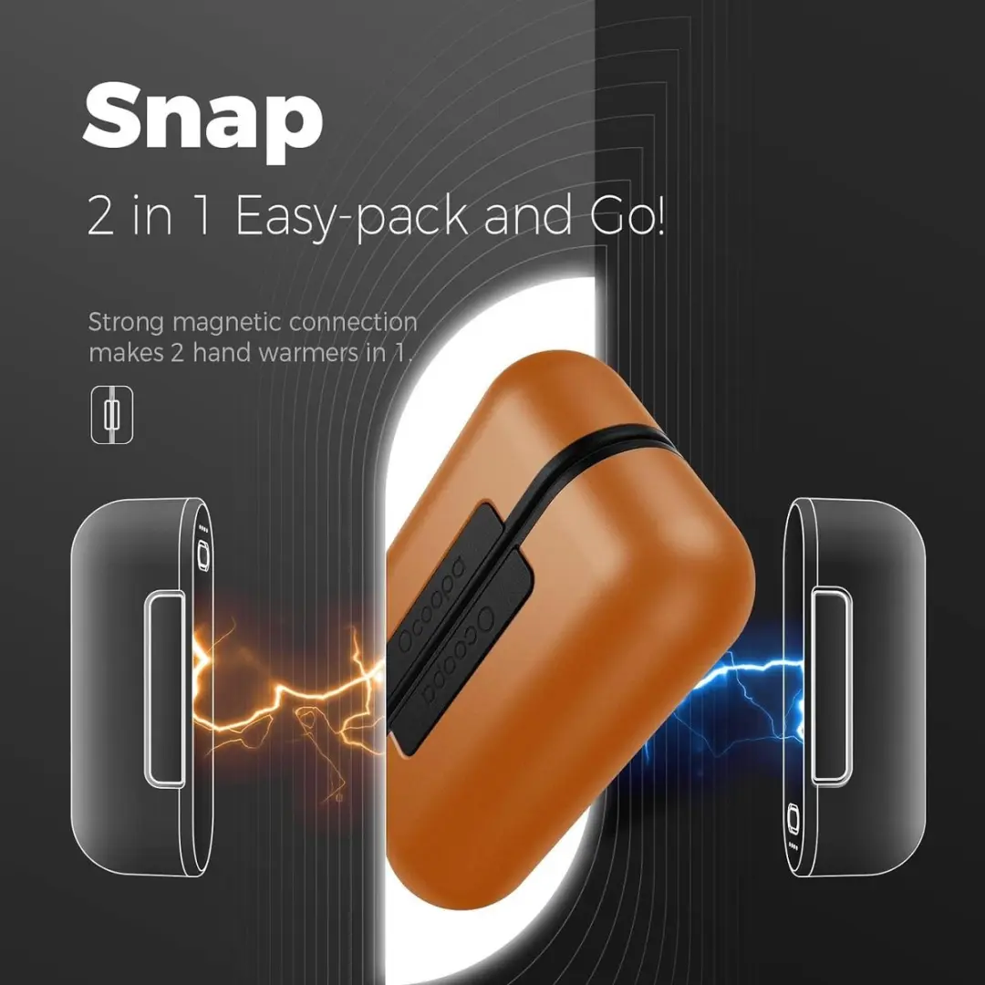 Ocoopa UT2s Handverwarmer - 2 Stuks - Oranje - afbeelding 5 van 6