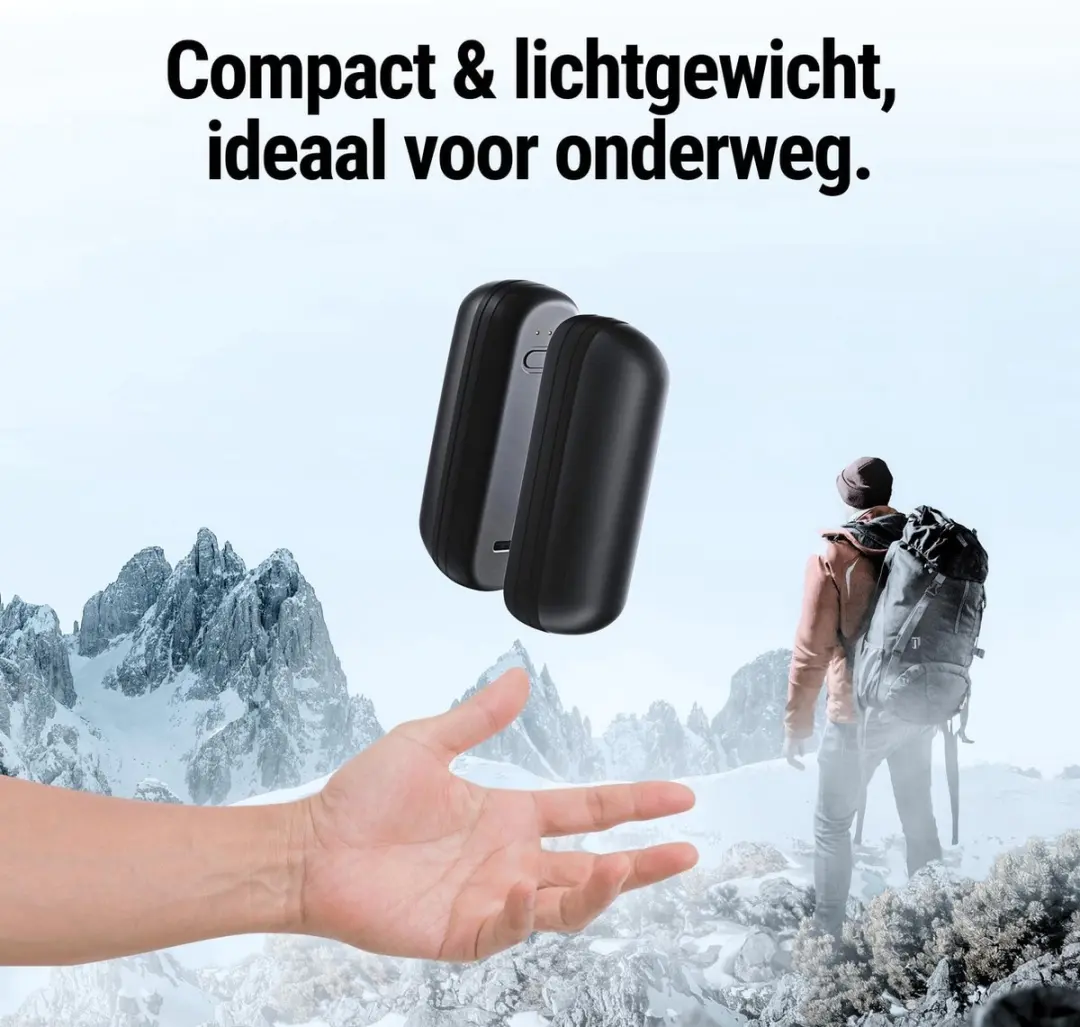 Ocoopa UT2S-MINI-BK Handwarmer - 2 stuks - Zwart - afbeelding 2 van 3