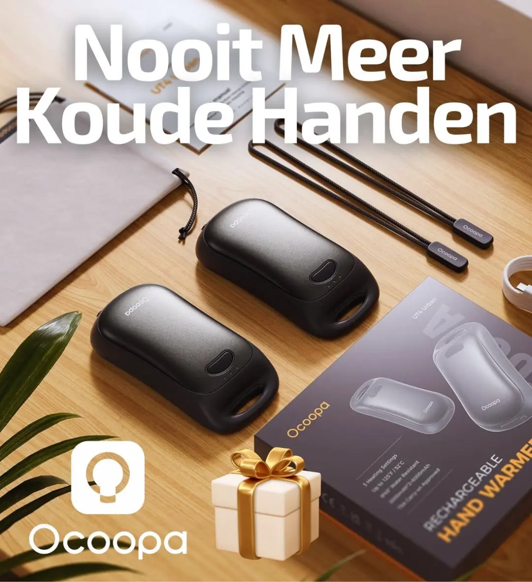 Ocoopa Handwarmer + Voetwarmer UT3061 - Zwart - afbeelding 6 van 6