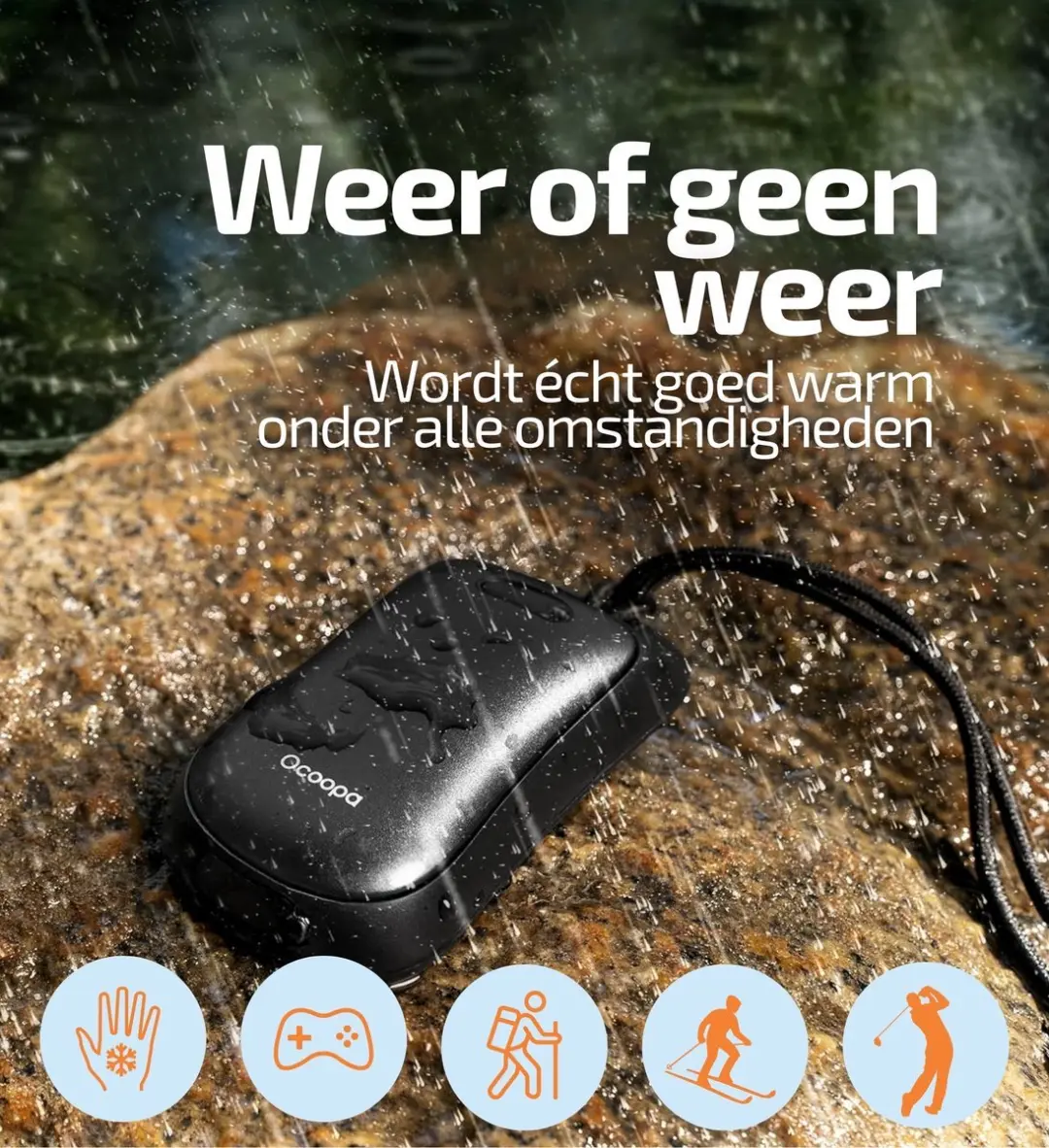 Ocoopa Handwarmer + Voetwarmer UT3061 - Zwart - afbeelding 3 van 6