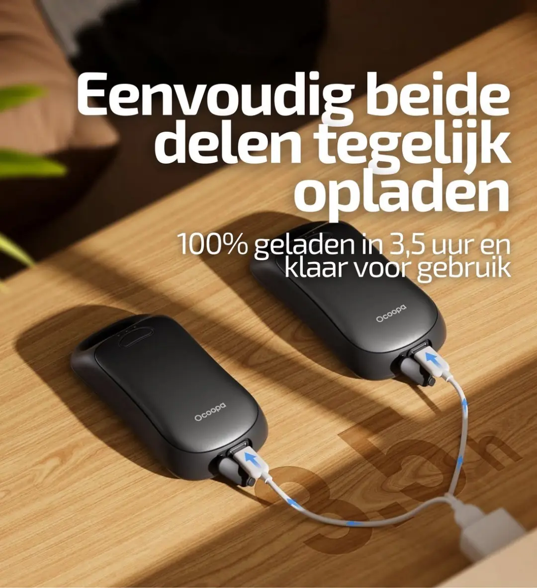 Ocoopa Handwarmer + Voetwarmer UT3061 - Zwart - afbeelding 4 van 6