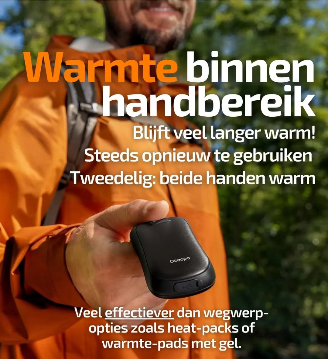 Ocoopa Handwarmer + Voetwarmer UT3061 - Zwart - afbeelding 2 van 6