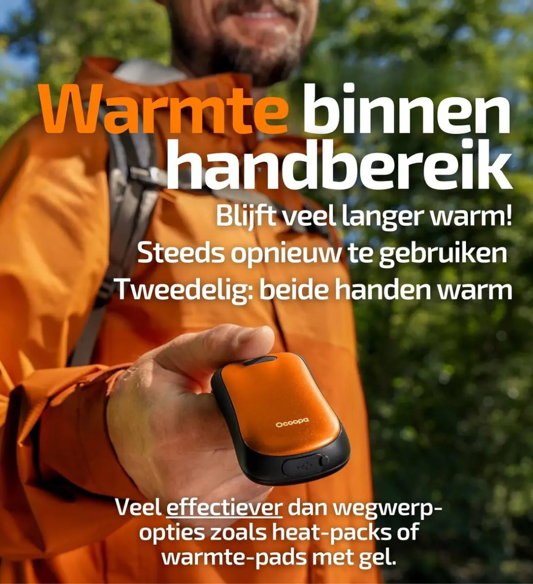 Ocoopa UT4 Urban Handwarmer - 6.000 mAh - Oranje - afbeelding 5 van 6