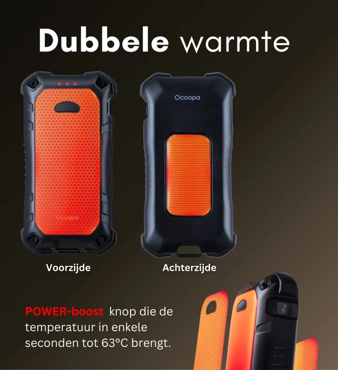 Ocoopa® XTR 3-in-1 Handwarmer Oplaadbaar – Elektrische Handwarmers met Powerbank & Zaklamp – Voor Outdoor & Noodsituaties – 10.000 mAh – IP56 - afbeelding 5 van 6