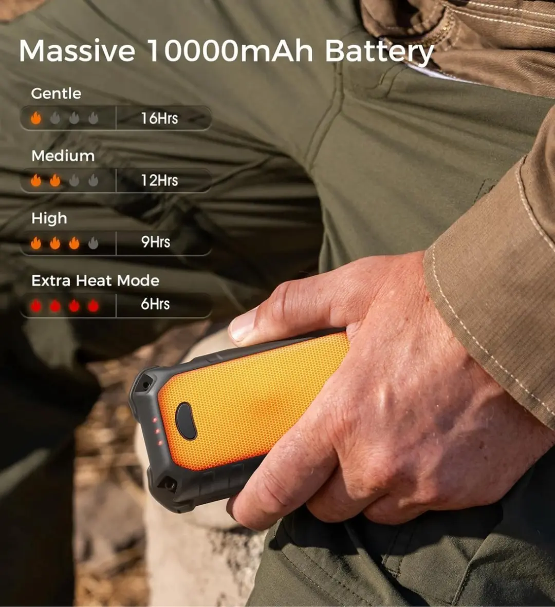 Ocoopa® XTR 3-in-1 Handwarmer Oplaadbaar – Elektrische Handwarmers met Powerbank & Zaklamp – Voor Outdoor & Noodsituaties – 10.000 mAh – IP56 - afbeelding 6 van 6