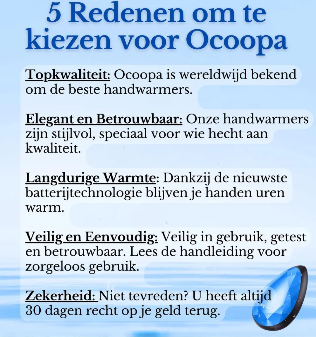 Ocoopa UT3041-BU Elektrische Handwarmer - 10W - Blauw - afbeelding 5 van 6