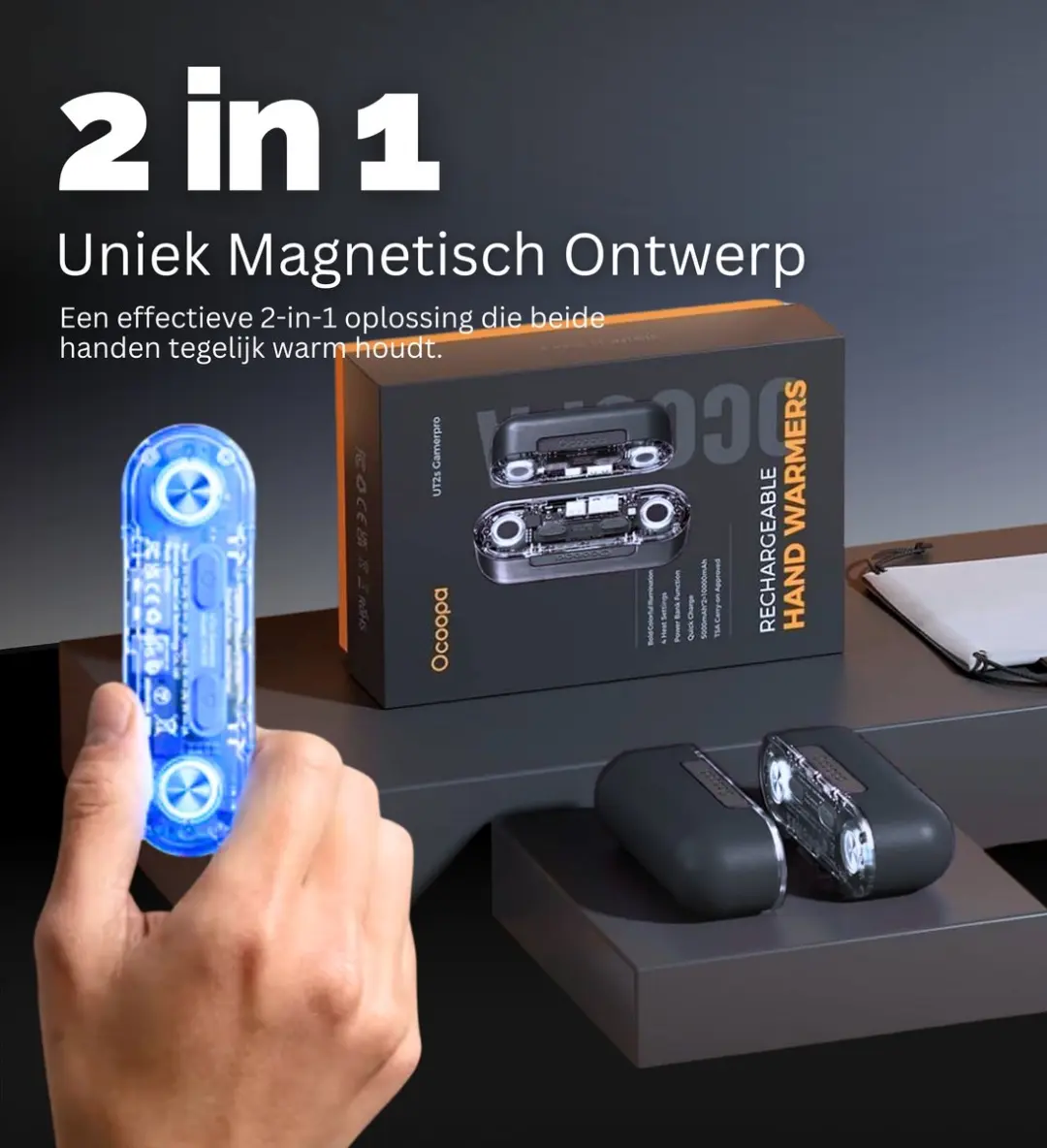 Ocoopa UT2s GamerPro Handwarmer - 18W - Zwart - afbeelding 5 van 6