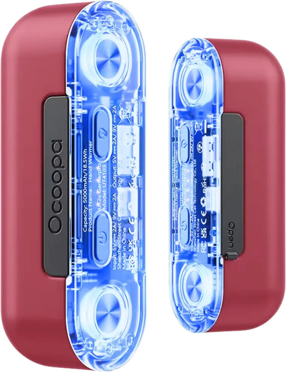 Ocoopa UT2s GamerPro Handwarmer & Powerbank - 18W - Rood - afbeelding 2 van 6