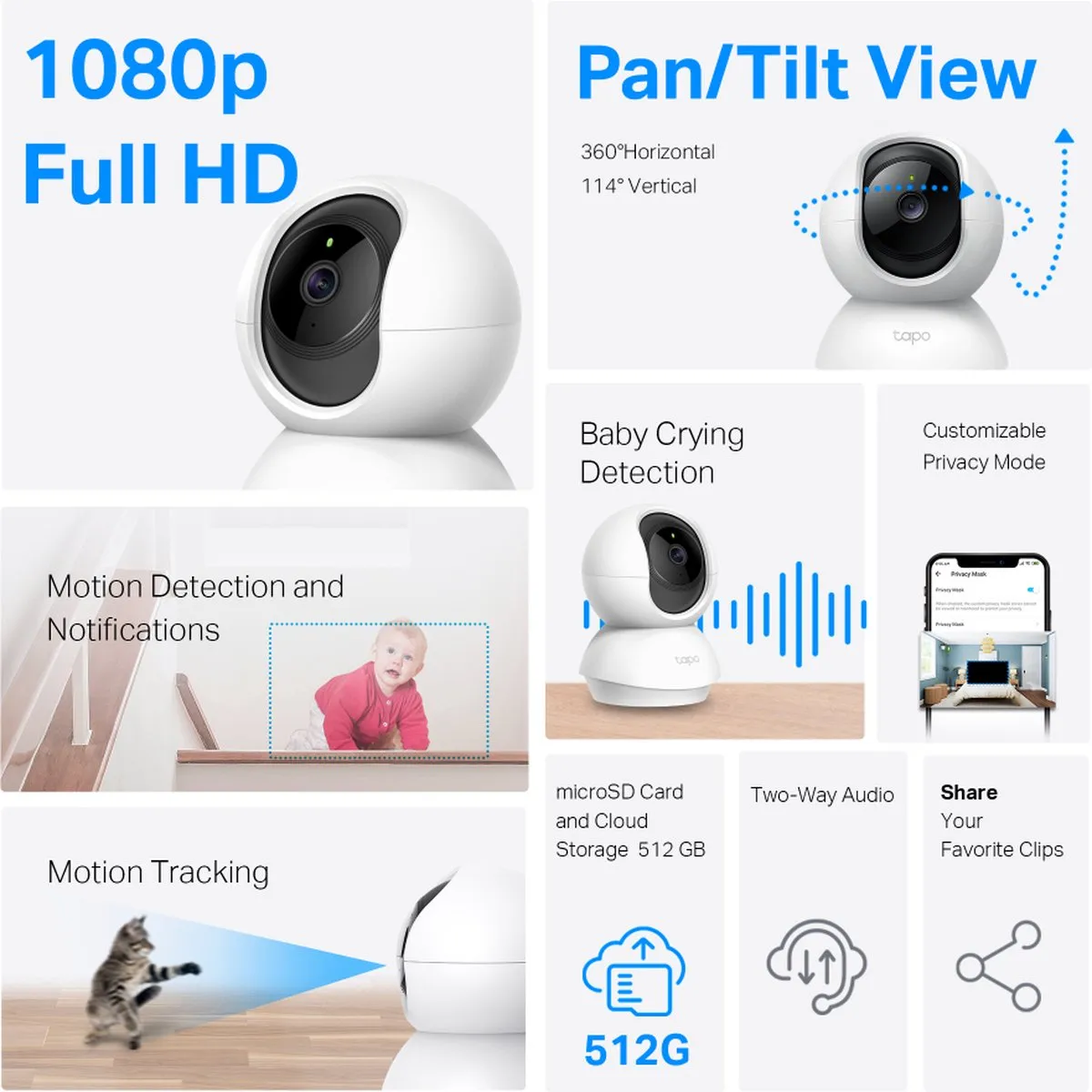 TP-Link Tapo C200P2 Beveiligingscamera - 2 Stuks