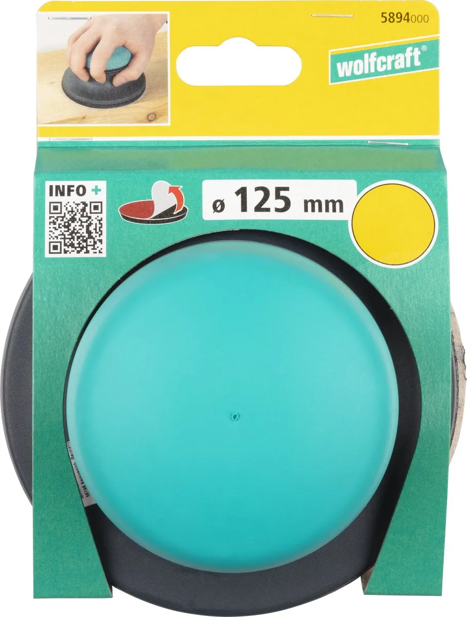 Wolfcraft Schuurblok Rond 125mm - Klittenband - 5894000 - afbeelding 2 van 4