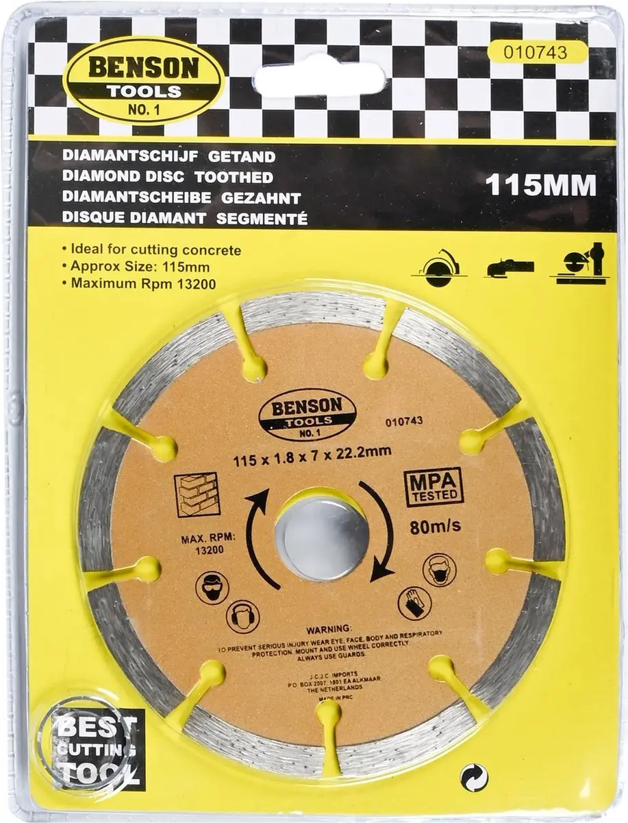 Benson Universele Diamantschijf Ø115mm - Getand - Beton en Steen - afbeelding 5 van 6