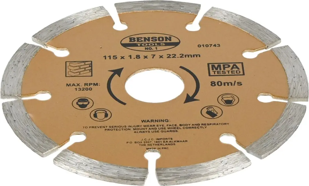Benson Universele Diamantschijf Ø115mm - Getand - Beton en Steen - afbeelding 2 van 6