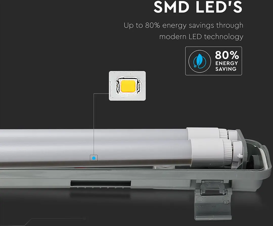 V-TAC VT-12023 LED Armatuur 2x18W IP65 120cm - afbeelding 5 van 6