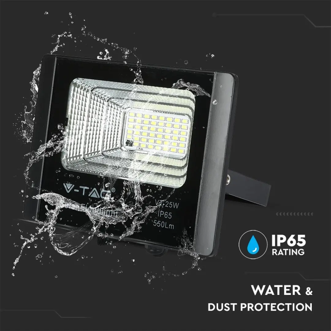 V-TAC VT-25W Solar Schijnwerper - 12W - 550 Lumen - IP65 - afbeelding 5 van 6